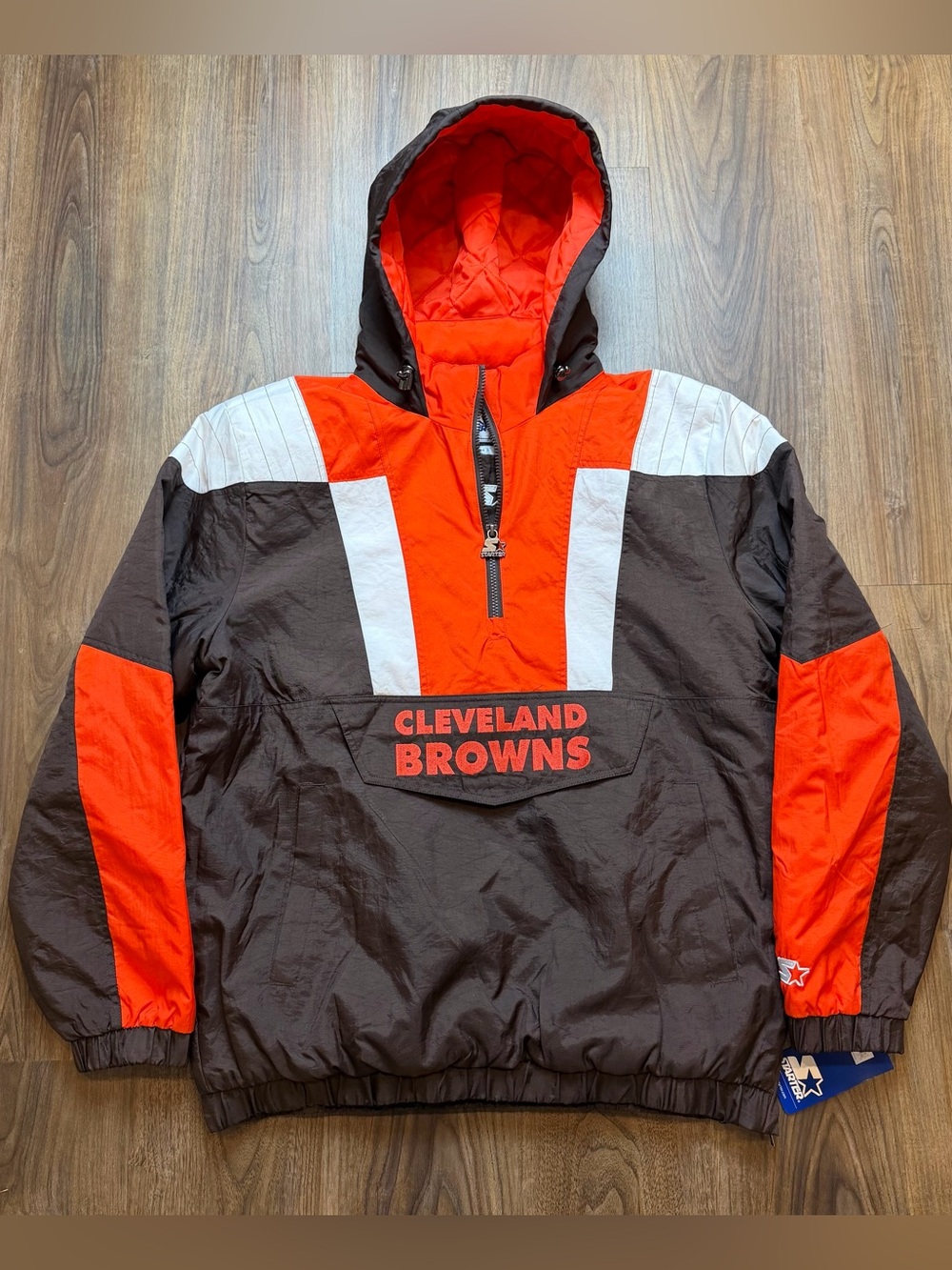STARTER Cleveland Browns Retro Color Block Half Zip Pullover Jacket Men’s Large